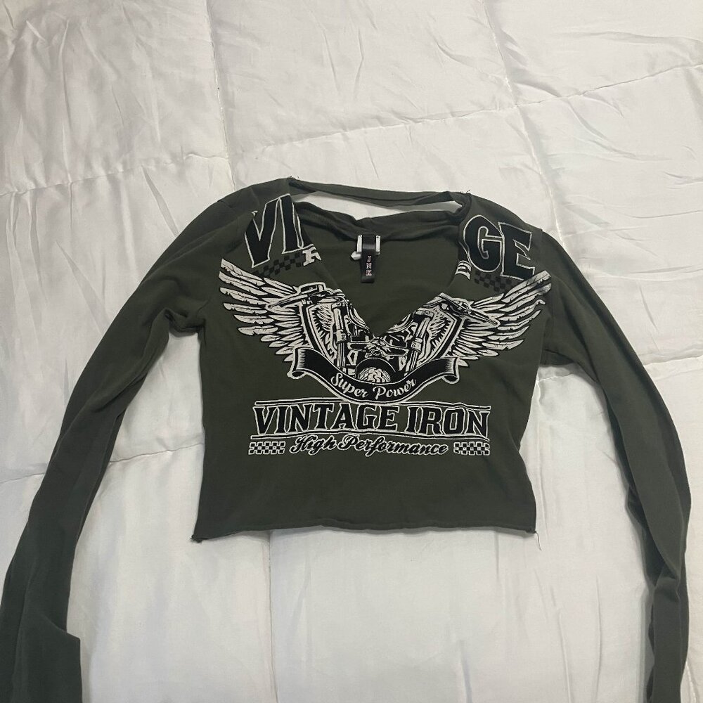 cropped biker longsleeve top